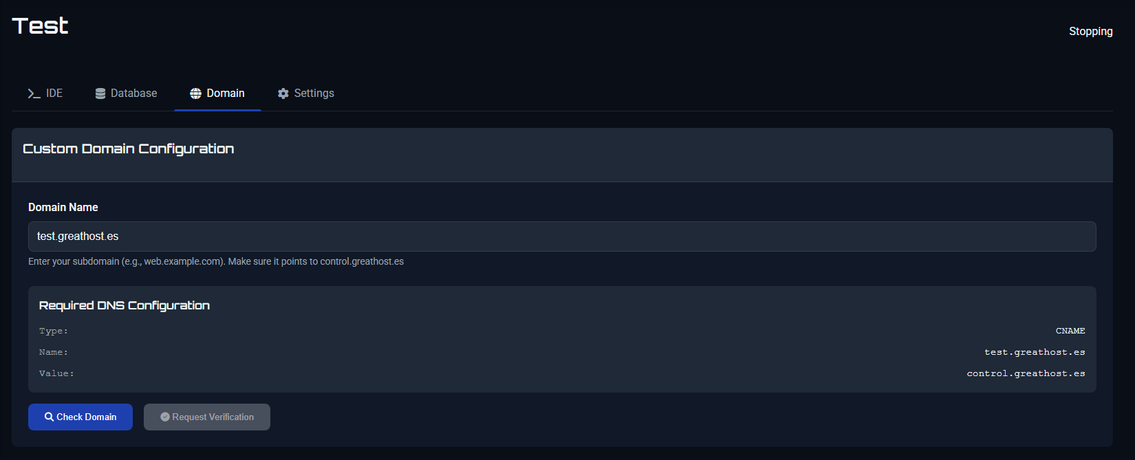 Custom Domain Configuration Now Available in the IDE